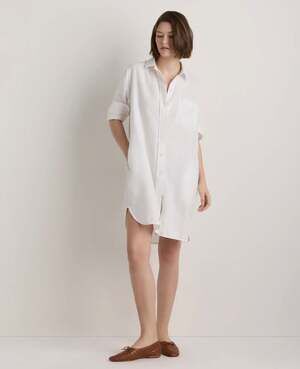 Quince 100% European Linen Shirt Dress in White, size S NEW no Tag FAST SHIP